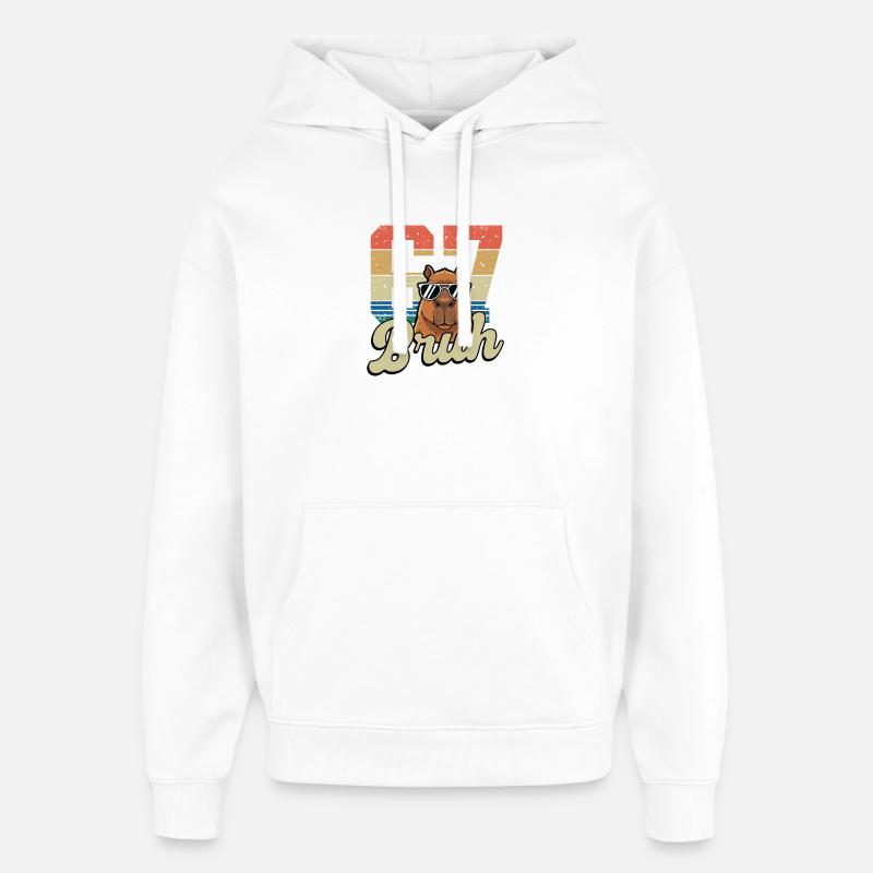 Bruhh Camel Retro 67 - Sweat à capuche unisexe Stanley/Stella Oversized - blanc