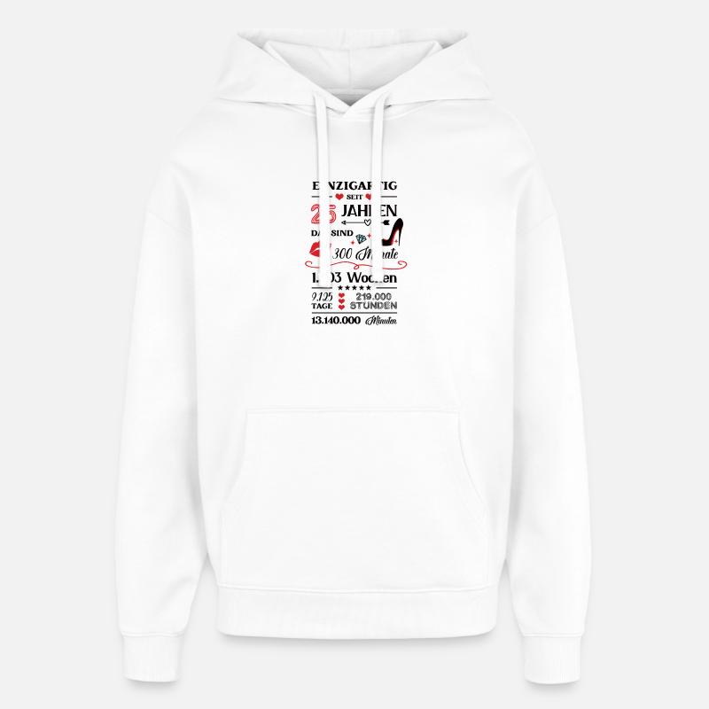 25e anniversaire 25e Tenue d’anniversaire 25e - Sweat à capuche unisexe Stanley/Stella Oversized - blanc