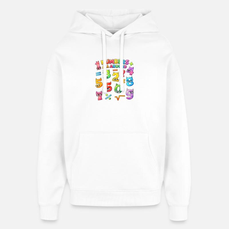 Rainbow Math Faces & Nombres - Sweat à capuche unisexe Stanley/Stella Oversized - blanc