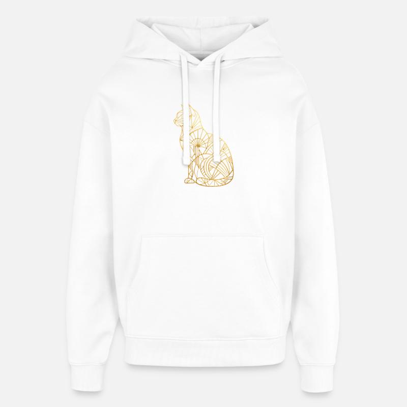 Chat d’or Art déco - Sweat à capuche unisexe Stanley/Stella Oversized - blanc