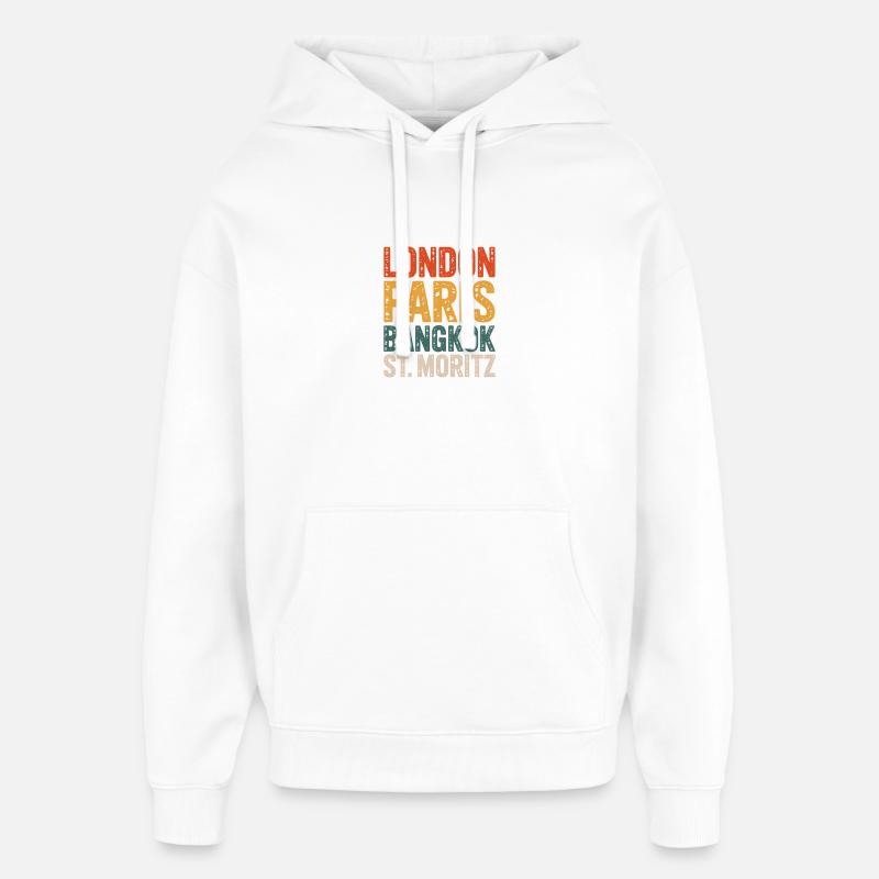 Saint-Moritz, Grisons suisses - Sweat à capuche unisexe Stanley/Stella Oversized - blanc