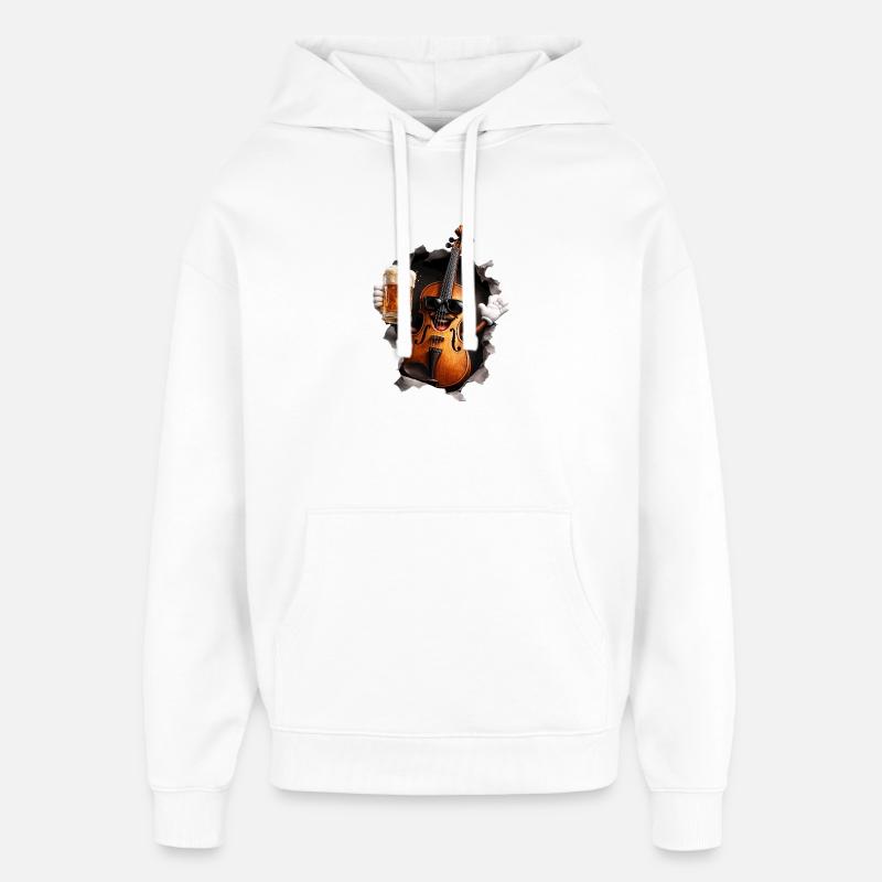 Bière au violon - Sweat à capuche unisexe Stanley/Stella Oversized - blanc