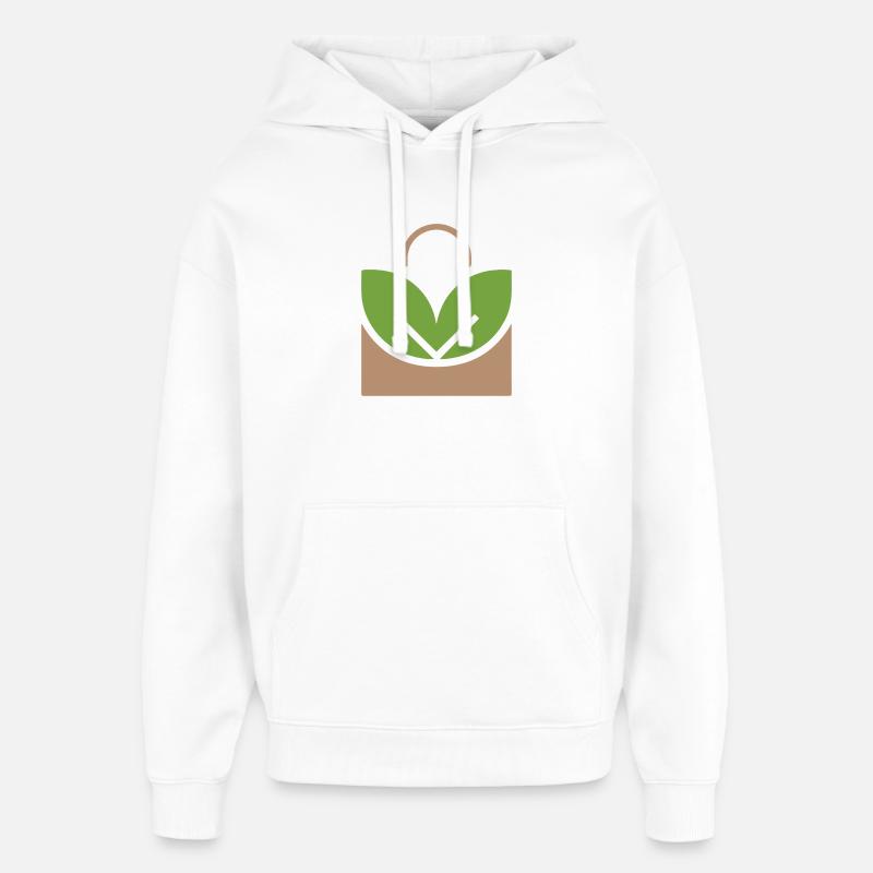 Logo de plante en pot EcoLeaf - Sweat à capuche unisexe Stanley/Stella Oversized - blanc