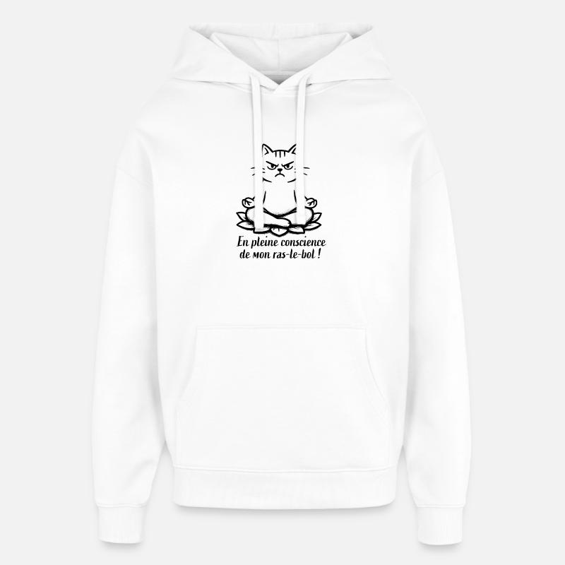 Chat grognon en méditation - Sweat à capuche unisexe Stanley/Stella Oversized - blanc