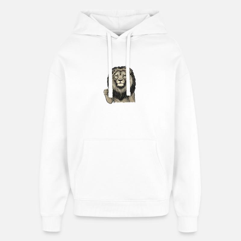 Portrait du Lion du Café - Sweat à capuche unisexe Stanley/Stella Oversized - blanc