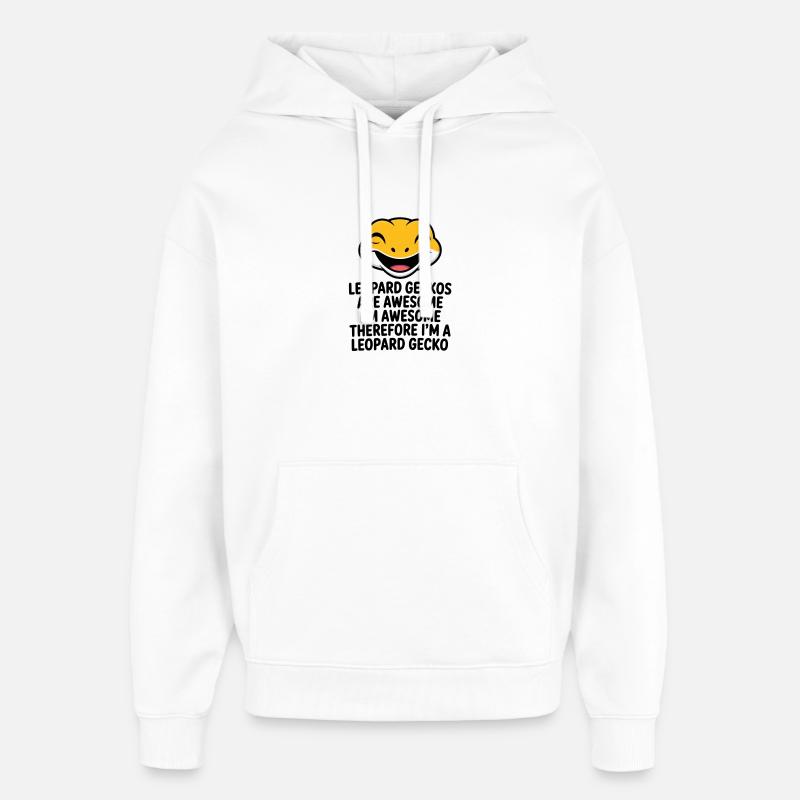 Illustrations du rire du gecko léopard - Sweat à capuche unisexe Stanley/Stella Oversized - blanc