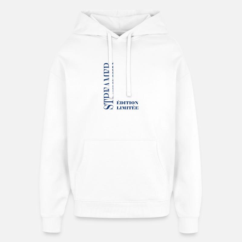 streamer Edition Limitee Serif Bleu - Sweat à capuche unisexe Stanley/Stella Oversized - blanc