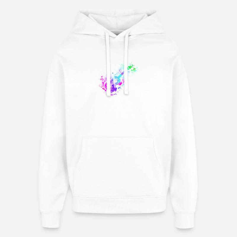 Aquarelle ukulélé hawaïen - Sweat à capuche unisexe Stanley/Stella Oversized - blanc