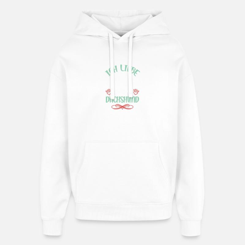 J’adore mon teckel - Sweat à capuche unisexe Stanley/Stella Oversized - blanc