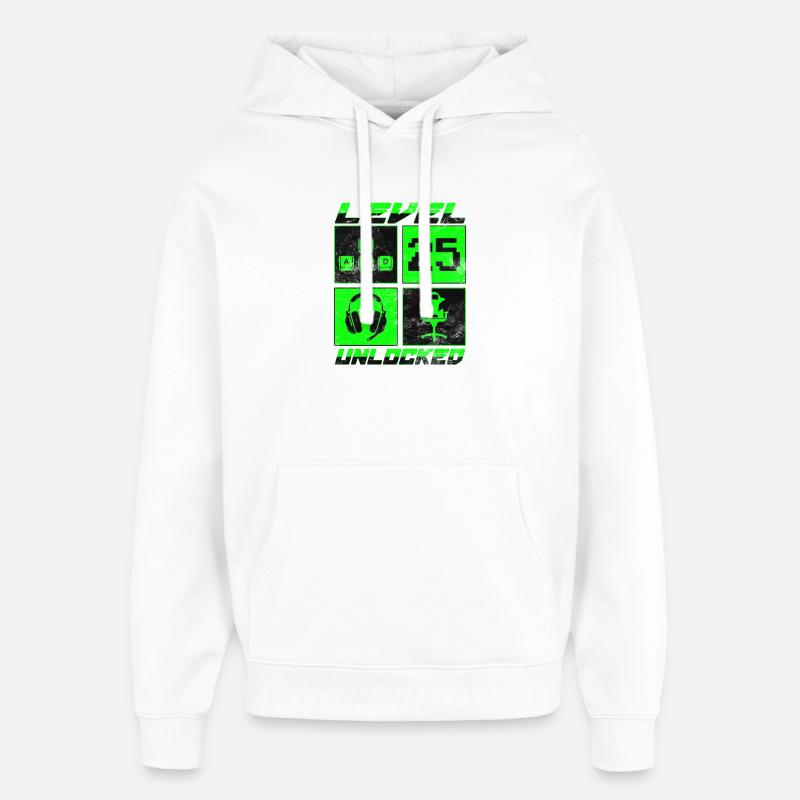 Gamer Niveau 25 débloqué - Gaming - Sweat à capuche unisexe Stanley/Stella Oversized - blanc