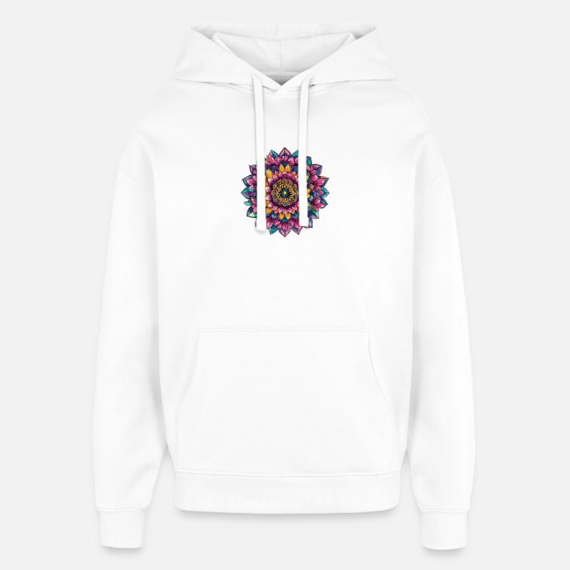 Fleurs de Mandala Vivantes - Sweat à capuche unisexe Stanley/Stella Oversized - blanc