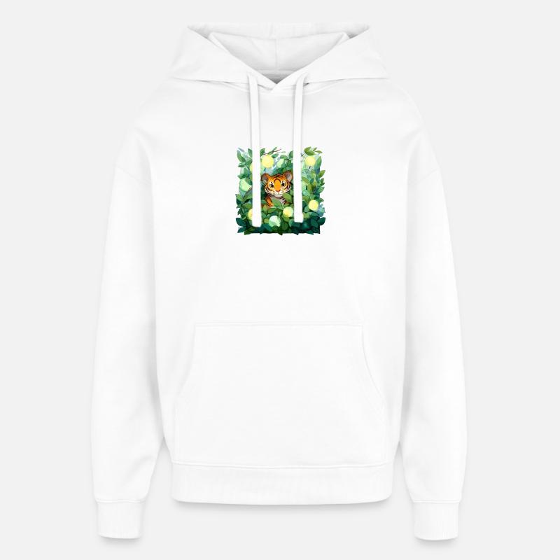 Tigre aux feuilles de citron - Sweat à capuche unisexe Stanley/Stella Oversized - blanc