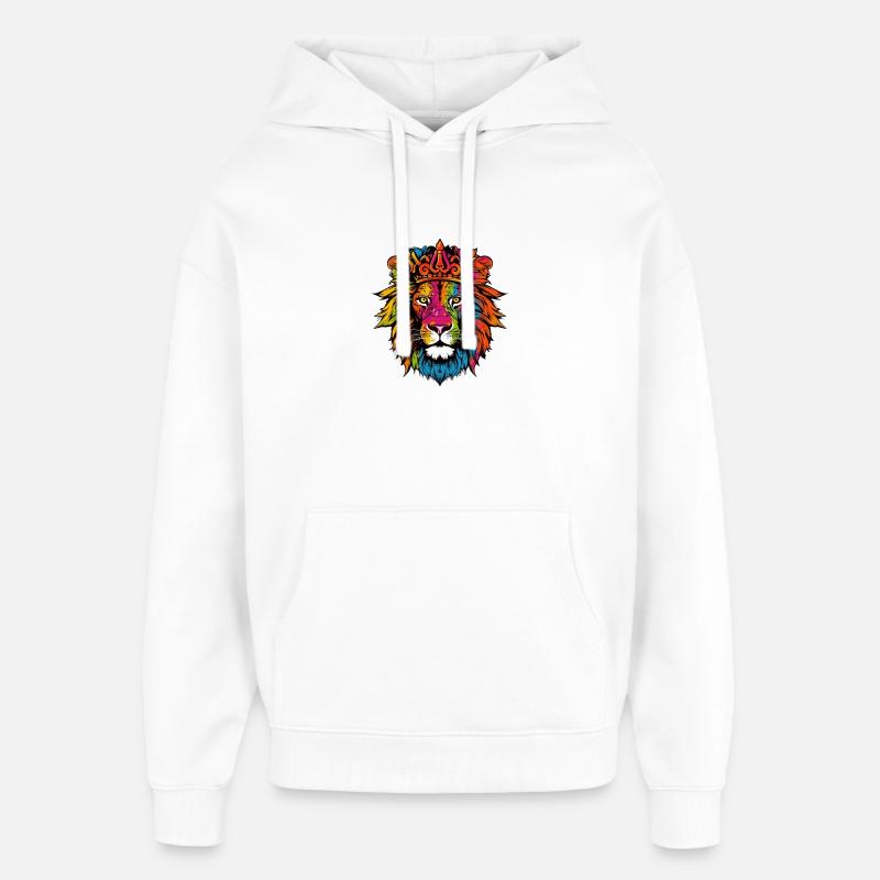 Löwe Tier Krone - Oversized Unisex Hoodie von Stanley/Stella - Weiß