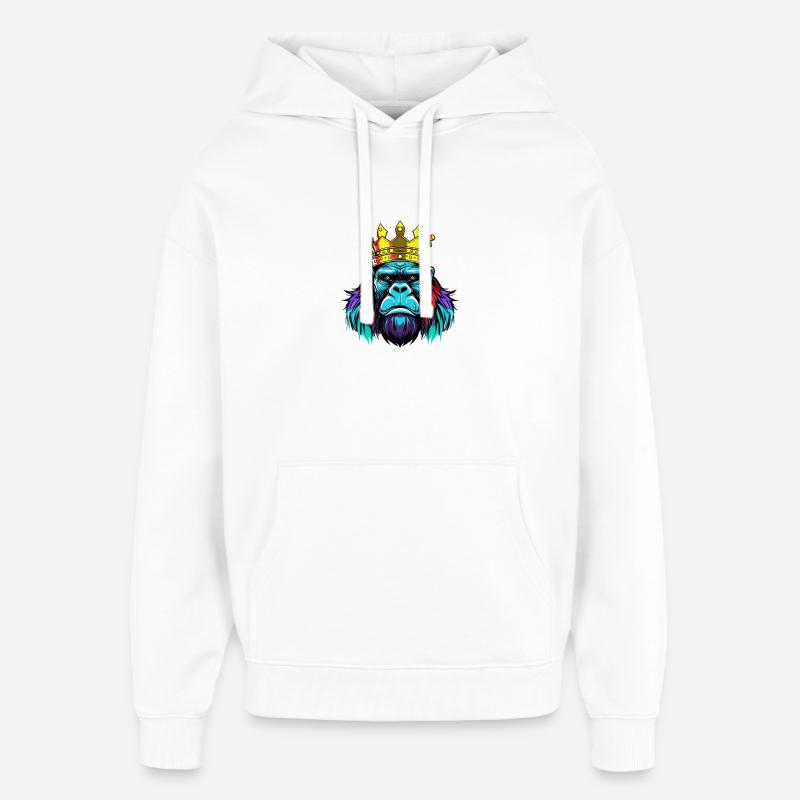 Couronne de néon gorille - Sweat à capuche unisexe Stanley/Stella Oversized - blanc