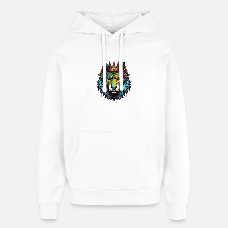 Wolf Comic Krone - Oversized Unisex Hoodie von Stanley/Stella - Weiß