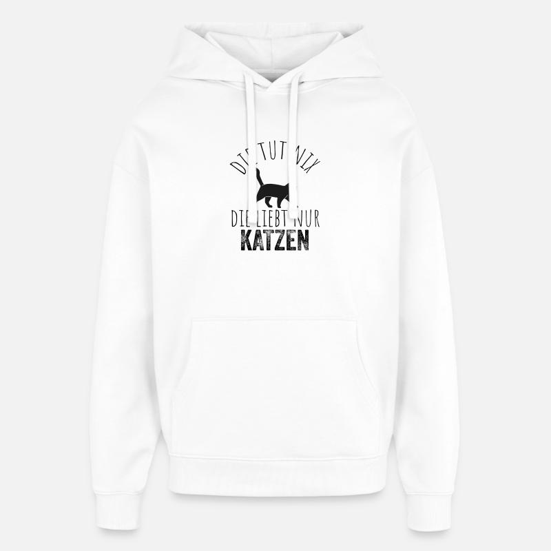 Silhouette de chat noir dans l’allée - Sweat à capuche unisexe Stanley/Stella Oversized - blanc