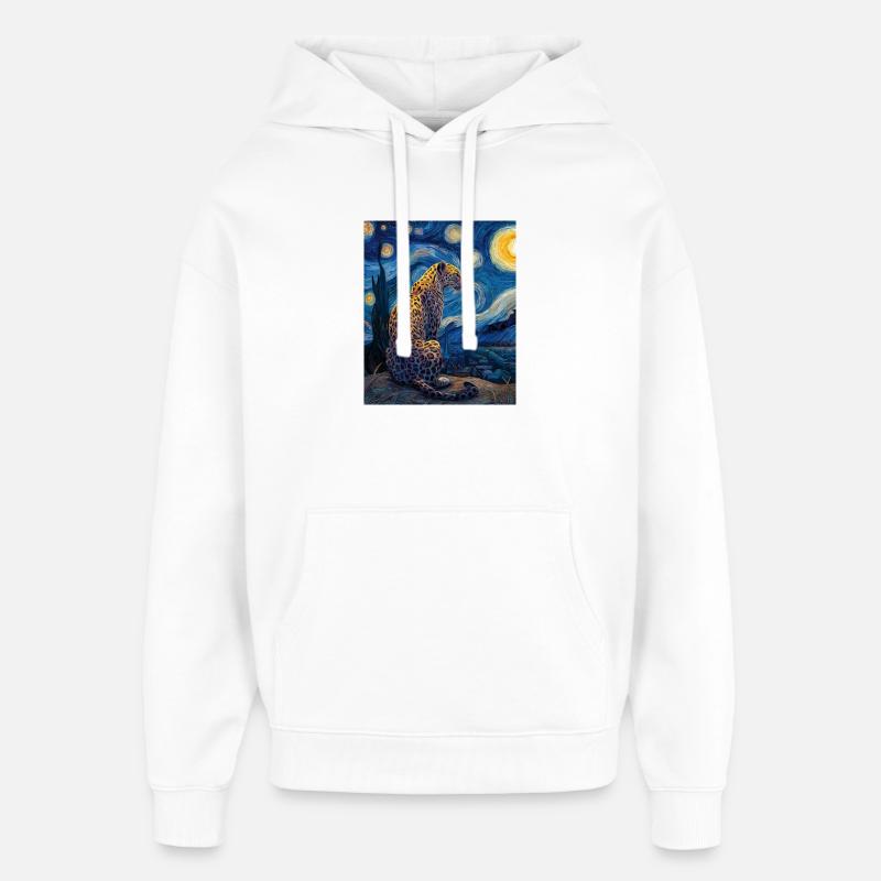 Léopard Van Gogh - Sweat à capuche unisexe Stanley/Stella Oversized - blanc