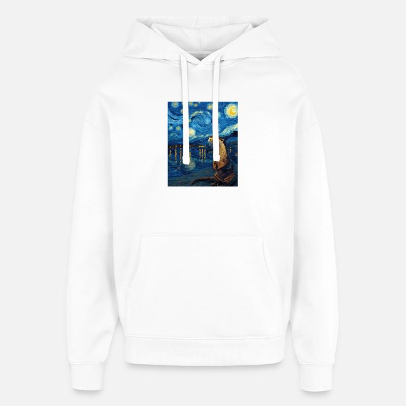 Loutre Van Gogh - Sweat à capuche unisexe Stanley/Stella Oversized - blanc
