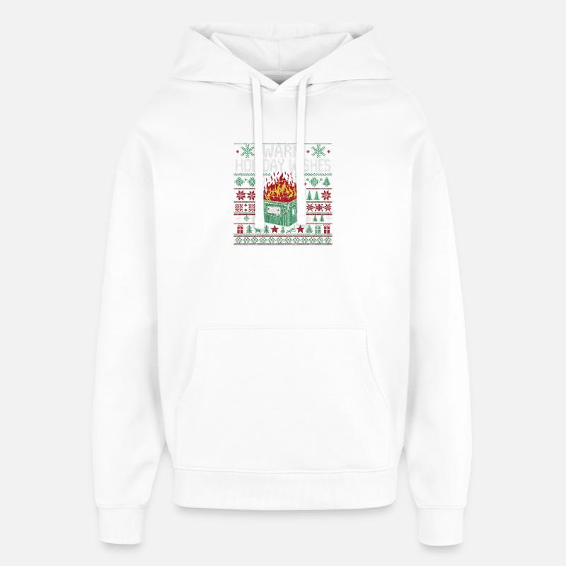 Chaleureuses vœux de Noël, vilain Noël - Sweat à capuche unisexe Stanley/Stella Oversized - blanc