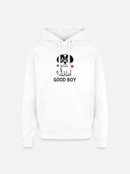 Good Boy – Cute Dog Motif - Oversized Unisex Hoodie by Stanley/Stella - white