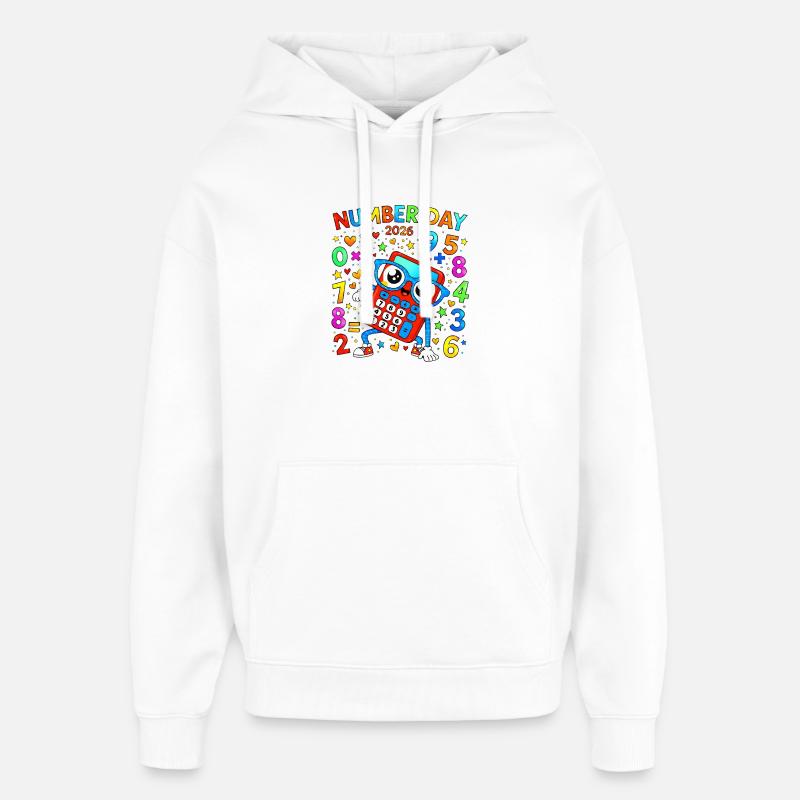 Jour des numéros 2026 Calculatrice Fun - Sweat à capuche unisexe Stanley/Stella Oversized - blanc