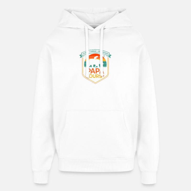 Papa Ourse Retro au Soleil - Sweat à capuche unisexe Stanley/Stella Oversized - blanc