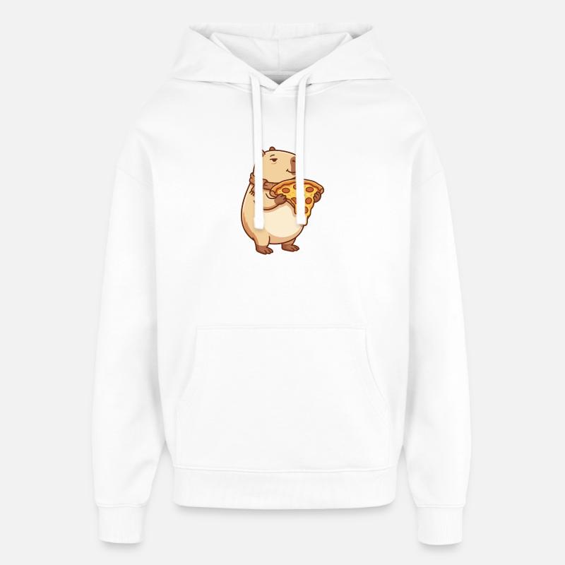 Pizza Capybara mit schmelzendem Käse - Oversized Unisex Hoodie von Stanley/Stella - Weiß