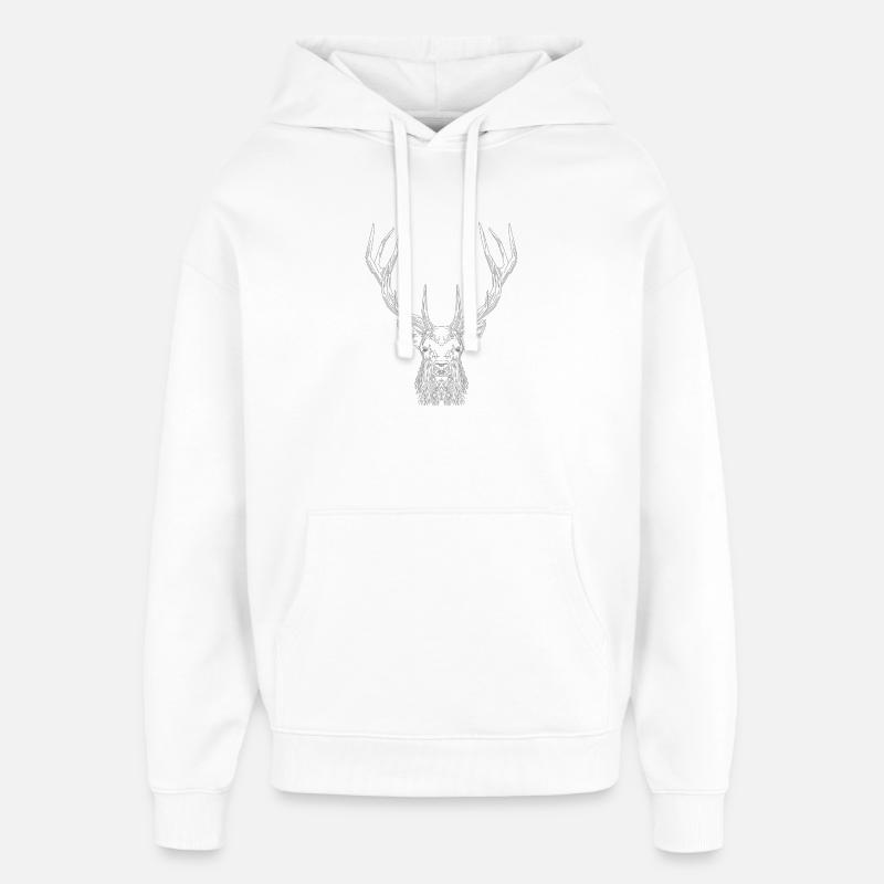 Cerf Tech – Cerf géométrique en gris - Sweat à capuche unisexe Stanley/Stella Oversized - blanc