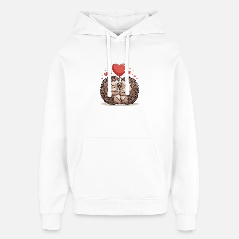 Couple hérissons pour la Saint-Valentin - Sweat à capuche unisexe Stanley/Stella Oversized - blanc