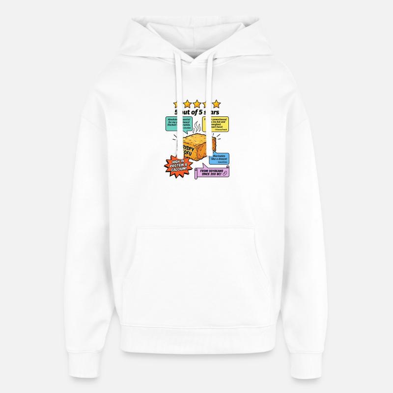 Crispy Tofu 5 Sterne Bewertung - Oversized Unisex Hoodie von Stanley/Stella - Weiß