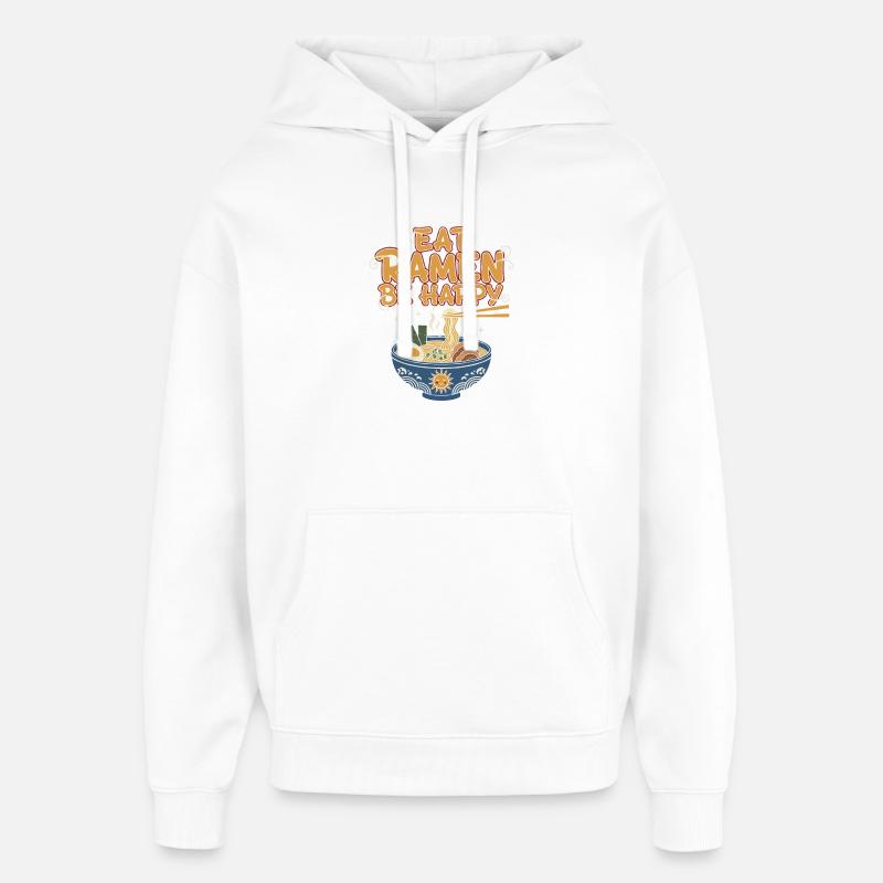 Illustration du bonheur de ramen - Sweat à capuche unisexe Stanley/Stella Oversized - blanc