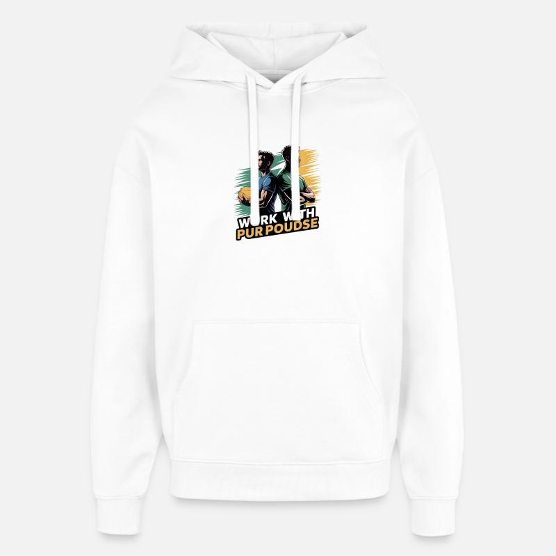 Travail avec Motivation Conception Sportive - Sweat à capuche unisexe Stanley/Stella Oversized - blanc