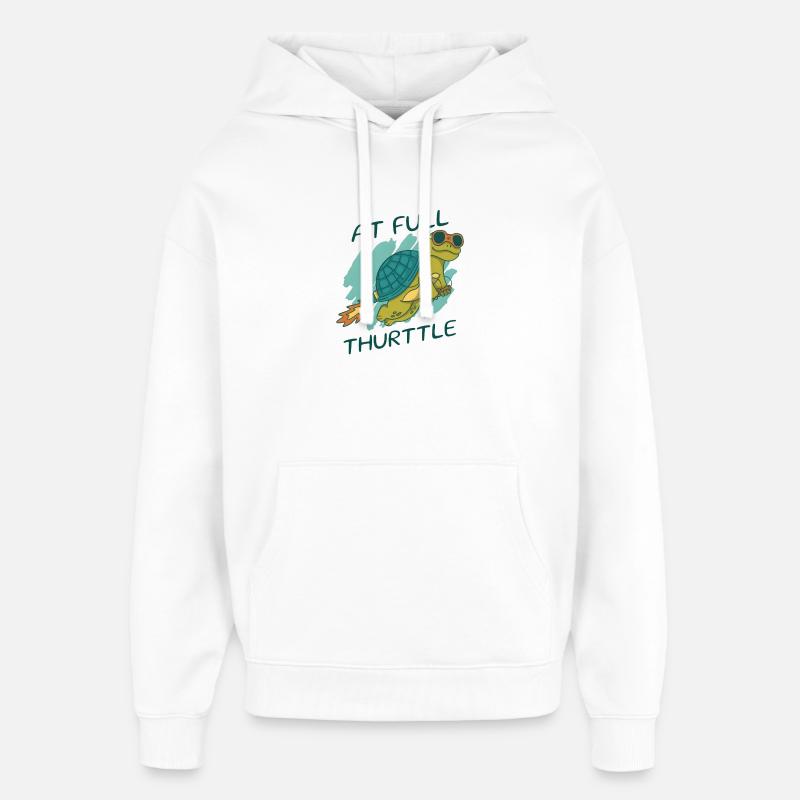 At Full Thurttle – Funny Rocket Turtle - Oversized Unisex Hoodie by Stanley/Stella - white