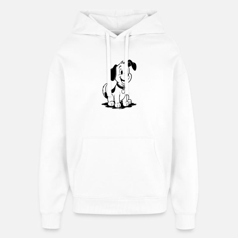 Résumé du chien animé joyeux - Sweat à capuche unisexe Stanley/Stella Oversized - blanc