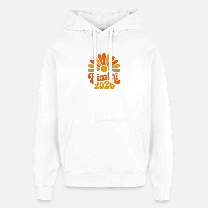 Rimini 2026 Sunburst - Sweat à capuche unisexe Stanley/Stella Oversized - blanc