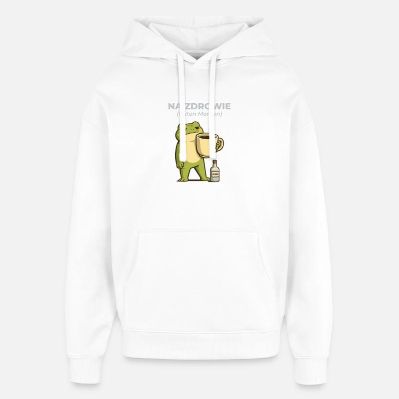 Frog Na zdrowie Café & Vodka Humour - Sweat à capuche unisexe Stanley/Stella Oversized - blanc