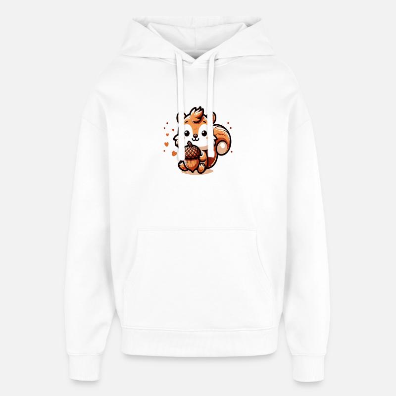 Süßes Eichhörnchen mit Herz-Eichel - Oversized Unisex Hoodie von Stanley/Stella - Weiß