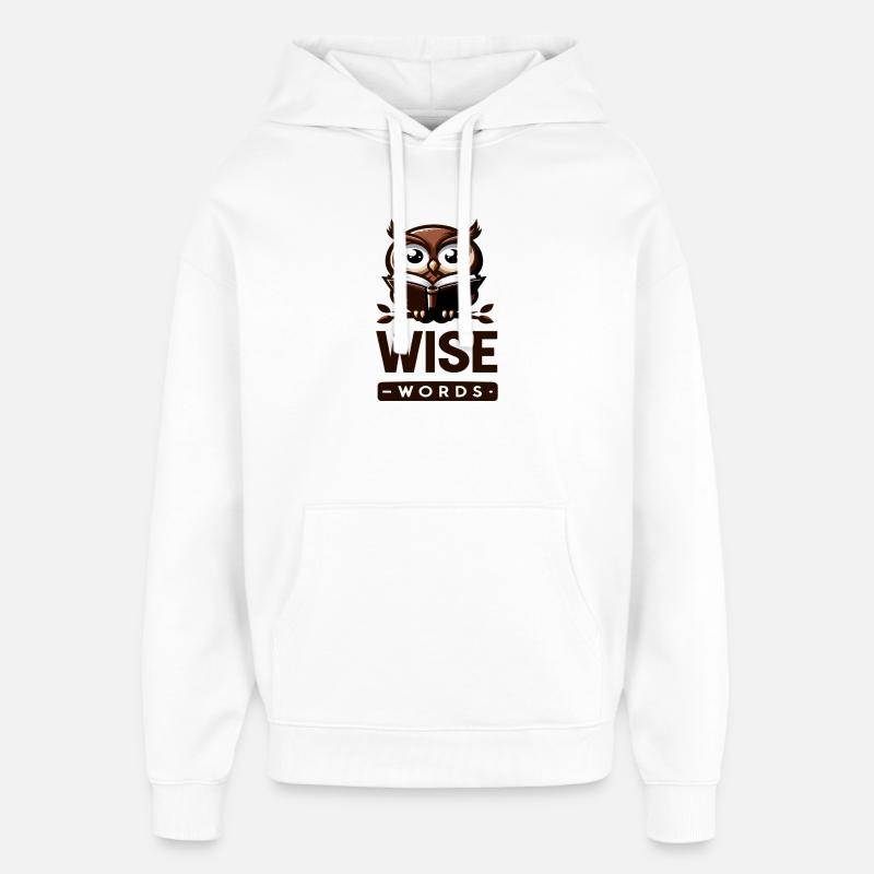 Weise Eule mit Buch – Wörter - Oversized Unisex Hoodie von Stanley/Stella - Weiß