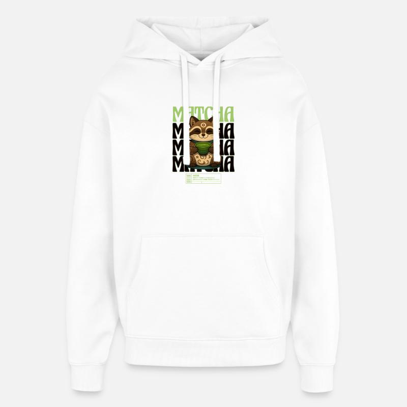 Matcha Chaton Maneki Neko - Sweat à capuche unisexe Stanley/Stella Oversized - blanc