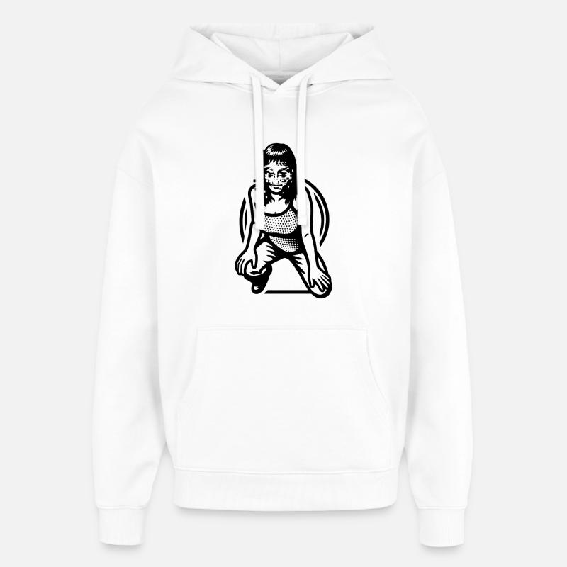 HACKER GIRL - black & white  - Sweat à capuche unisexe Stanley/Stella Oversized - blanc