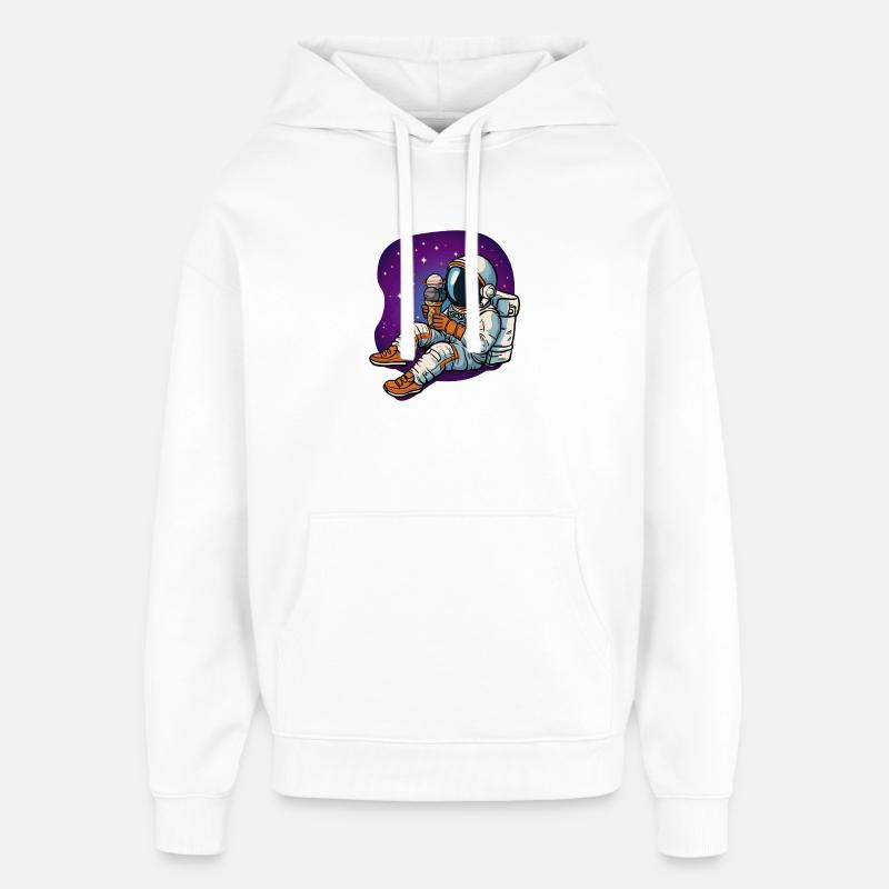 Astronaute spatial dégustant une glace - Sweat à capuche unisexe Stanley/Stella Oversized - blanc