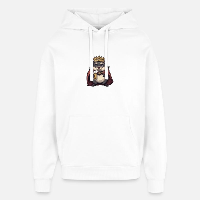Le Hérisson Roi de la Bière - Sweat à capuche unisexe Stanley/Stella Oversized - blanc