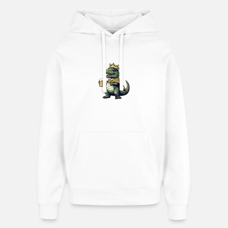 Roi de la bière T-Rex Dinosaure - Sweat à capuche unisexe Stanley/Stella Oversized - blanc