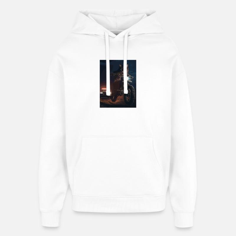 Chat de nuit à moto - Sweat à capuche unisexe Stanley/Stella Oversized - blanc