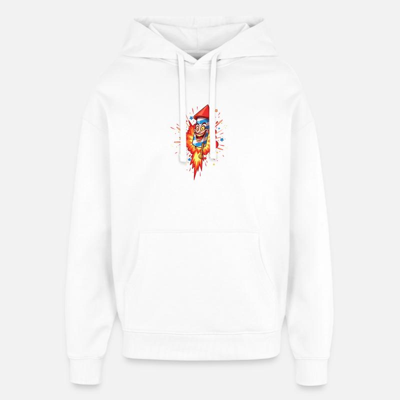 Explosion de dessin animé Rocket Rieur - Sweat à capuche unisexe Stanley/Stella Oversized - blanc