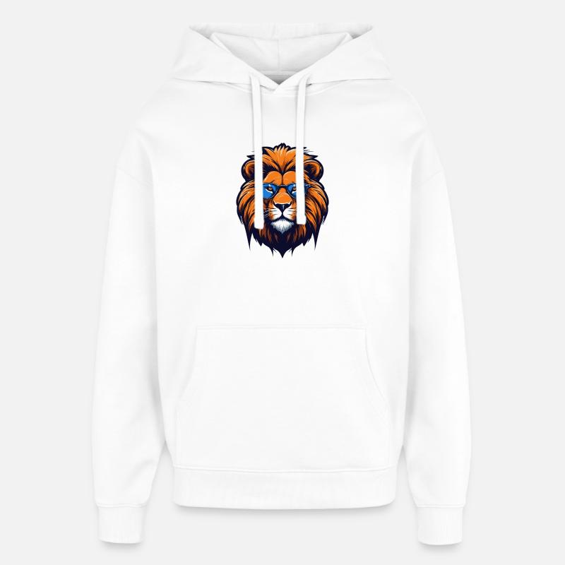 Löwe mit blauer Brille - Pop Art - Oversized Unisex Hoodie von Stanley/Stella - Weiß