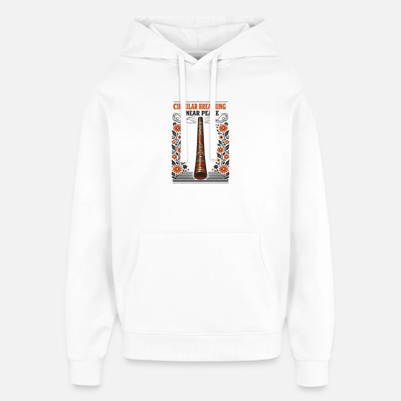 Respiration circulaire, paix intérieure | Didgeridoo - Sweat à capuche unisexe Stanley/Stella Oversized - blanc