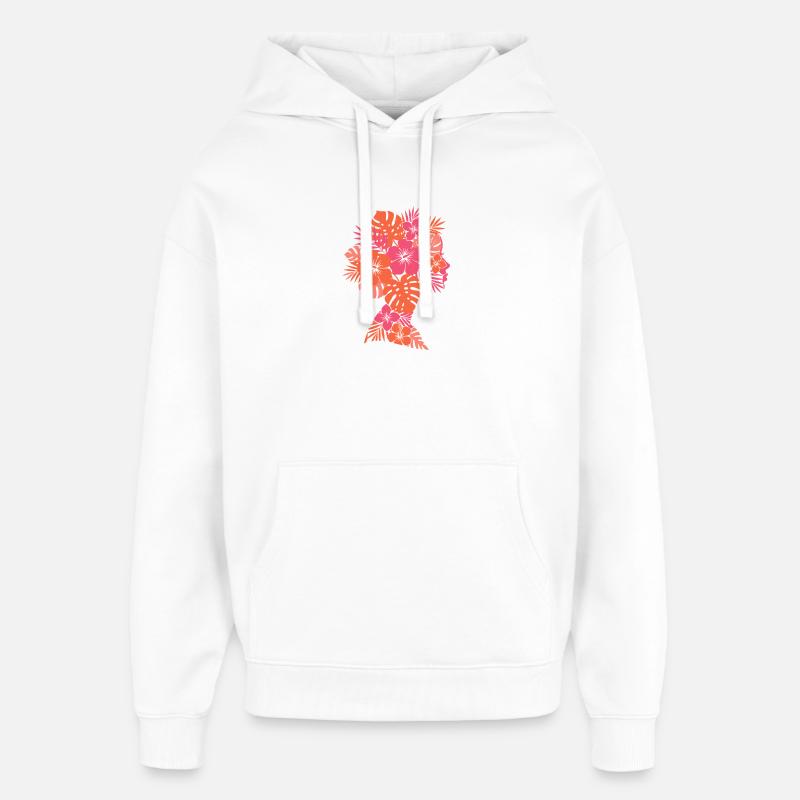 Silhouette des fleurs tropicales - Sweat à capuche unisexe Stanley/Stella Oversized - blanc