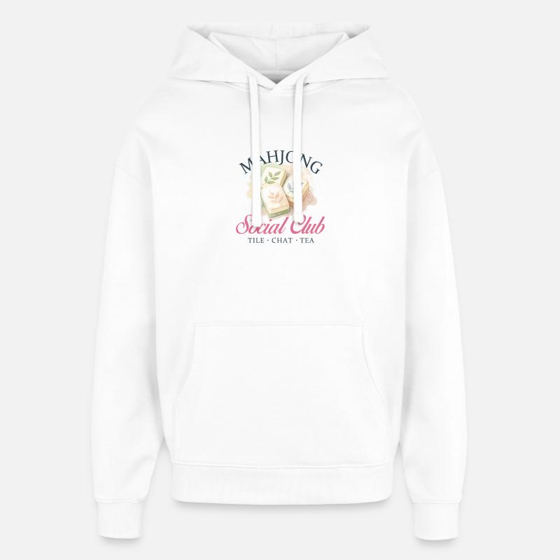 Mahjong Social Club Tile Chat Tea - Sweat à capuche unisexe Stanley/Stella Oversized - blanc