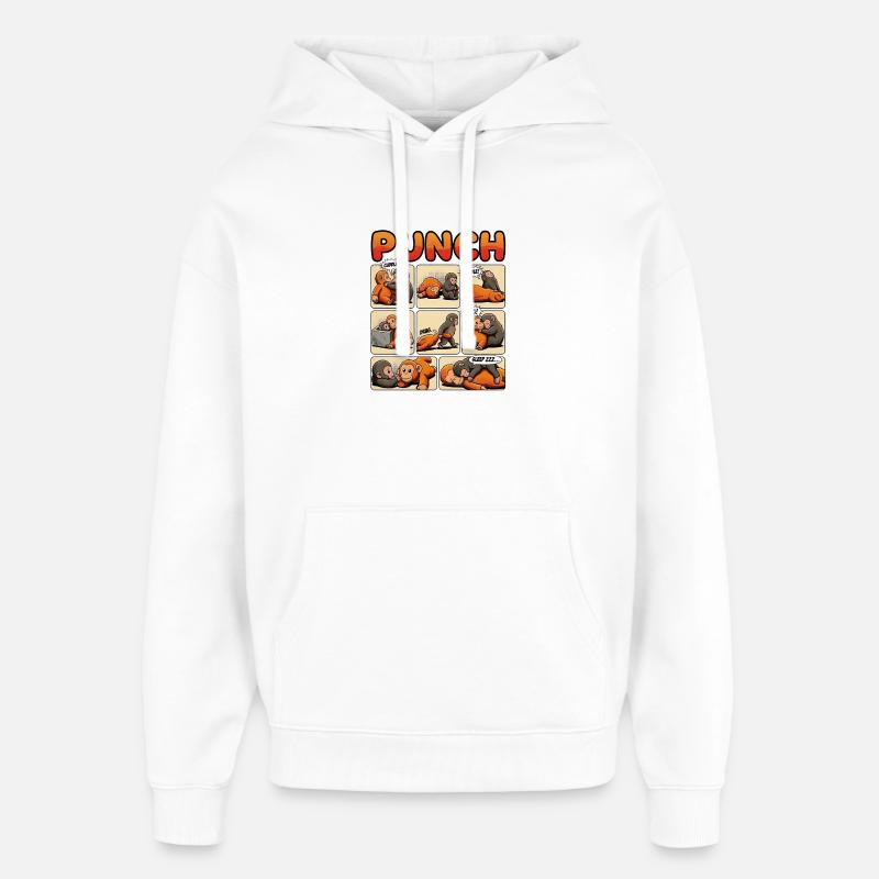 Bébé Singe Coup de Poing - Sweat à capuche unisexe Stanley/Stella Oversized - blanc